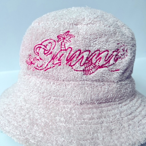 GANNI Logo Embroidered Terrycloth Bucket Beach Hat - Pink - Picture 2 of 7